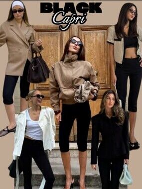 Social Scene Black Cropped Capri Pants Medium Y2K Sleek Everyday Style